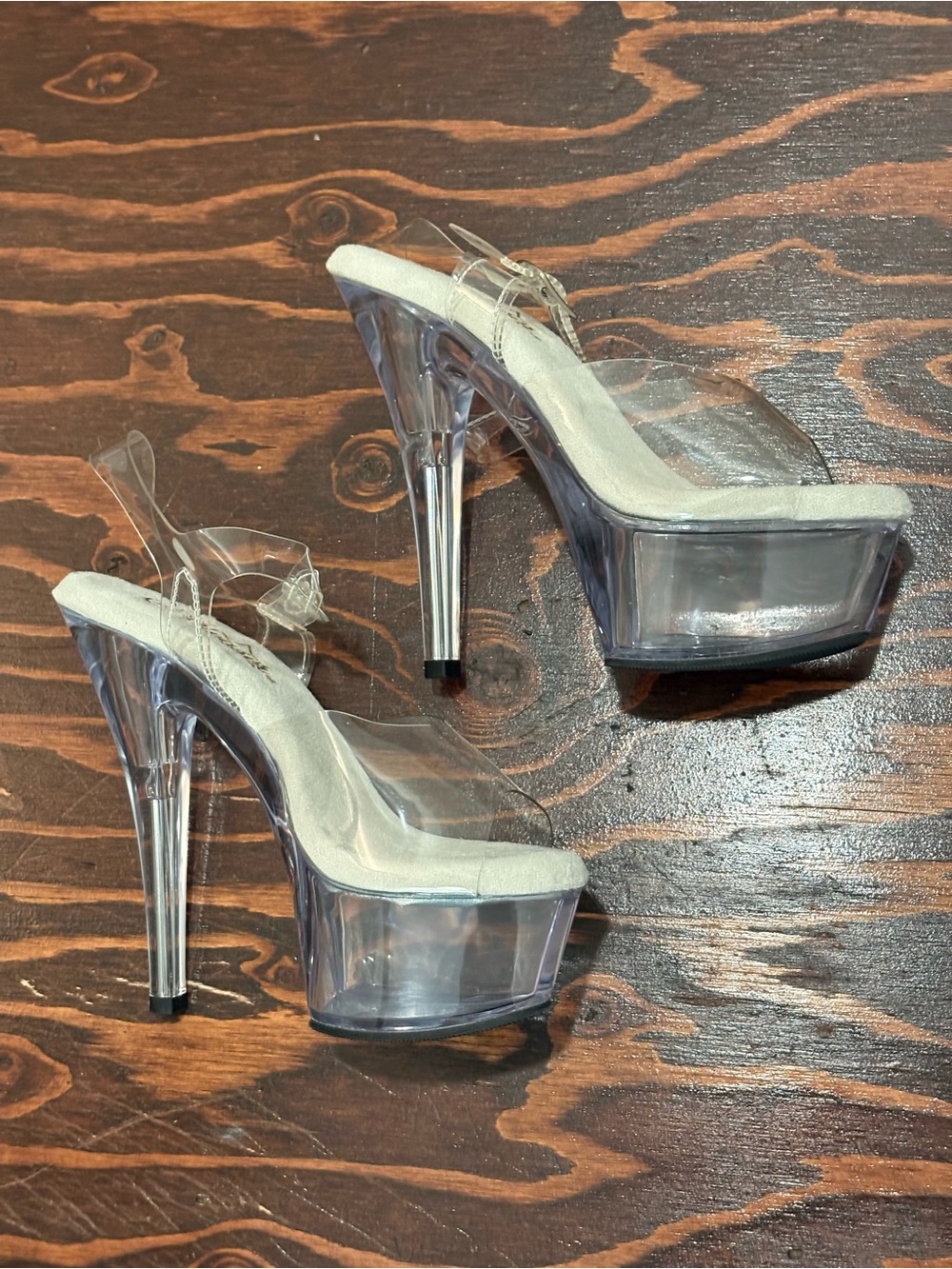 Pleasers Clear Platform High Heel Sandals - Transparent PVC